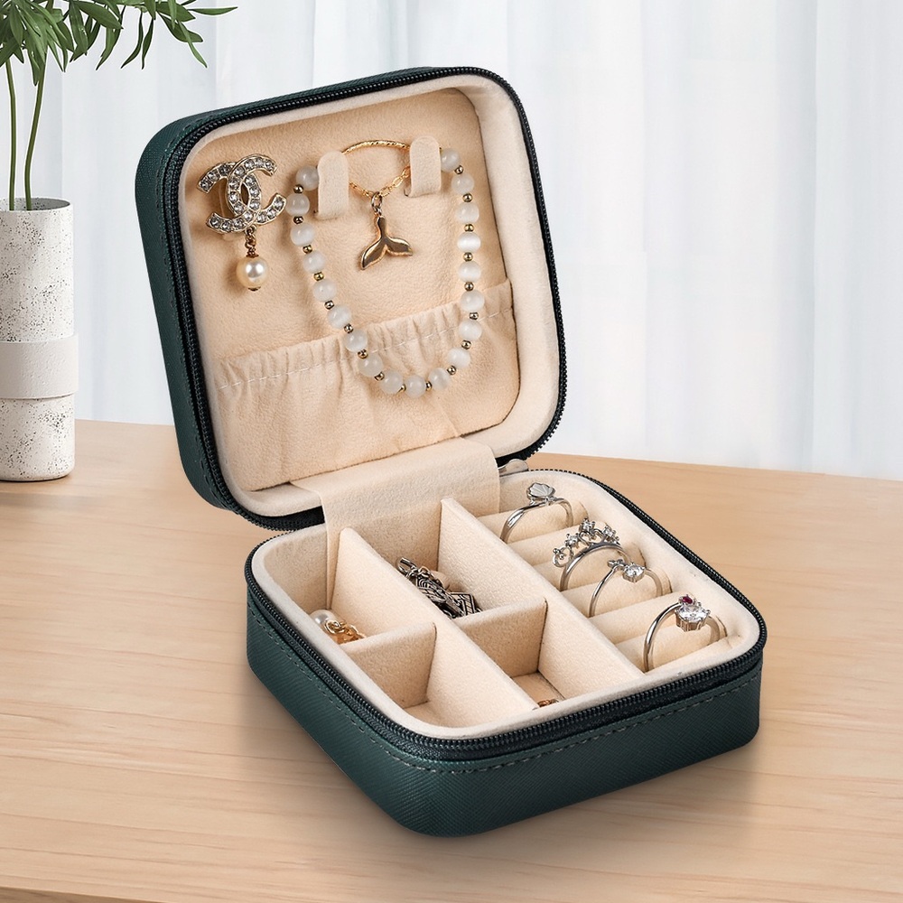 Dark Green Travel Jewelry Box